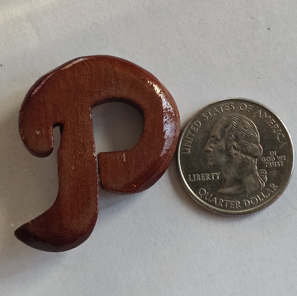 Vintage Letter P Brooch Pin Cursive Script Alphab… - image 4